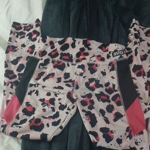 Justice Pink and Black Leopard Print Leggings
